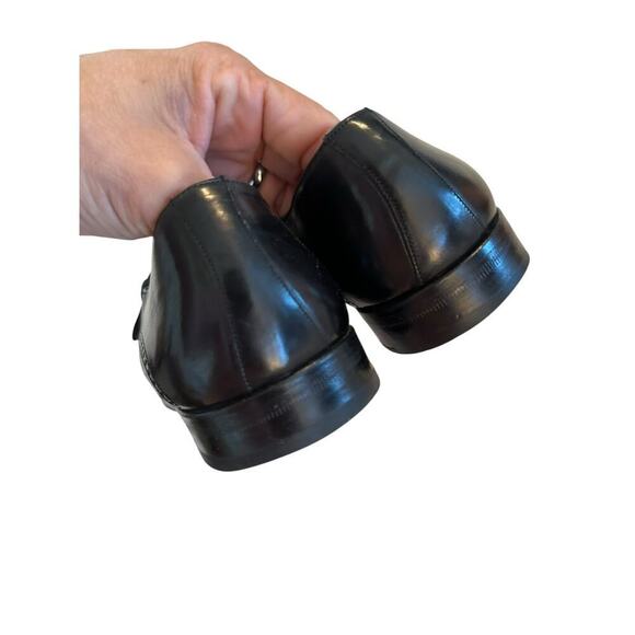 MEZLAN Men's Soft Black Leather Buckle Up Portofino Cap Toe Dress Shoes Size 8.5 - Picture 4 of 10